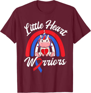 Kids CHD Awareness - Little Heart Warrior Magical Unicorn T-Shirt - T-Shirt | Maroon