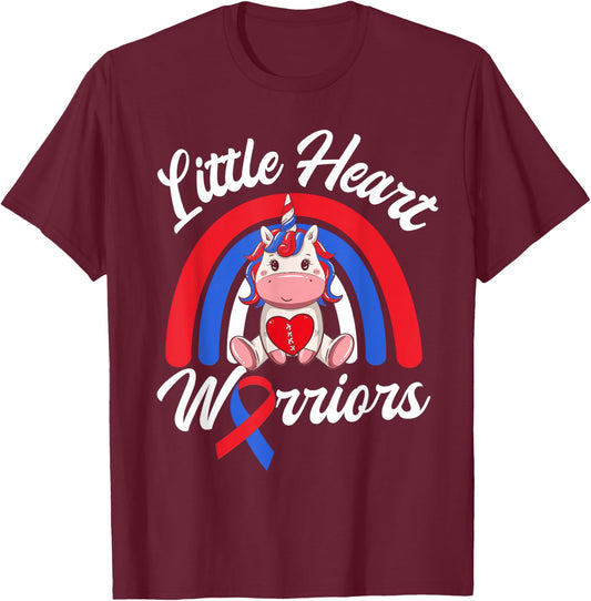 Kids CHD Awareness - Little Heart Warrior Magical Unicorn T-Shirt - T-Shirt | Maroon