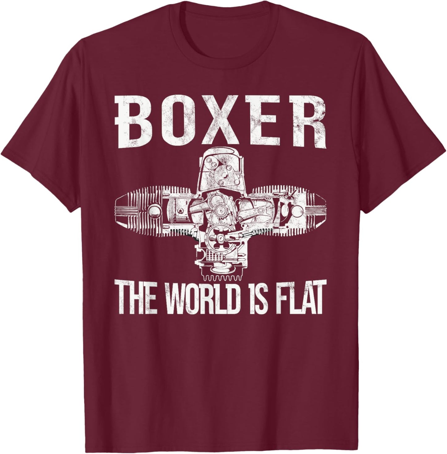 Boxer Two-Cylinder Motorcycle Biker Boxer Engine T-Shirt - T-Shirt | Maroon
