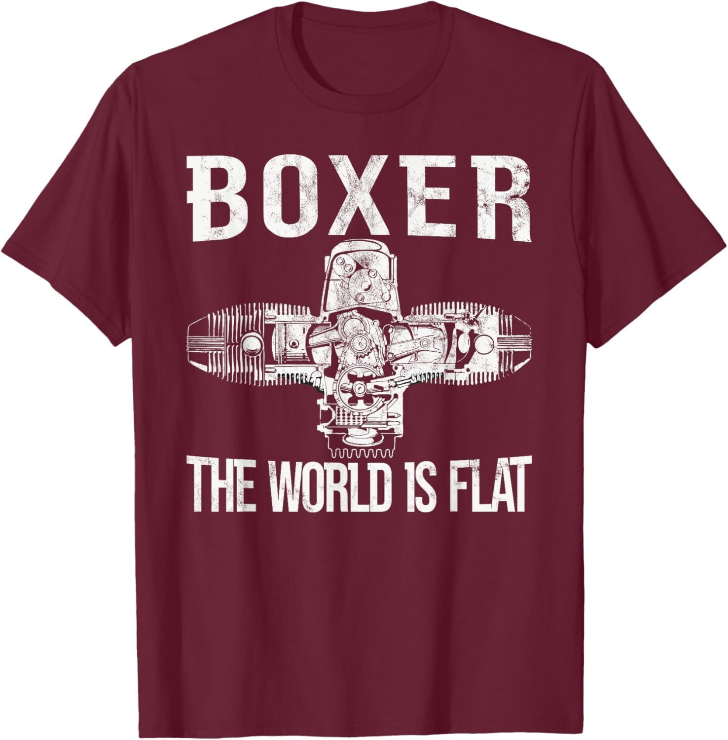 Boxer Two-Cylinder Motorcycle Biker Boxer Engine T-Shirt - T-Shirt | Maroon