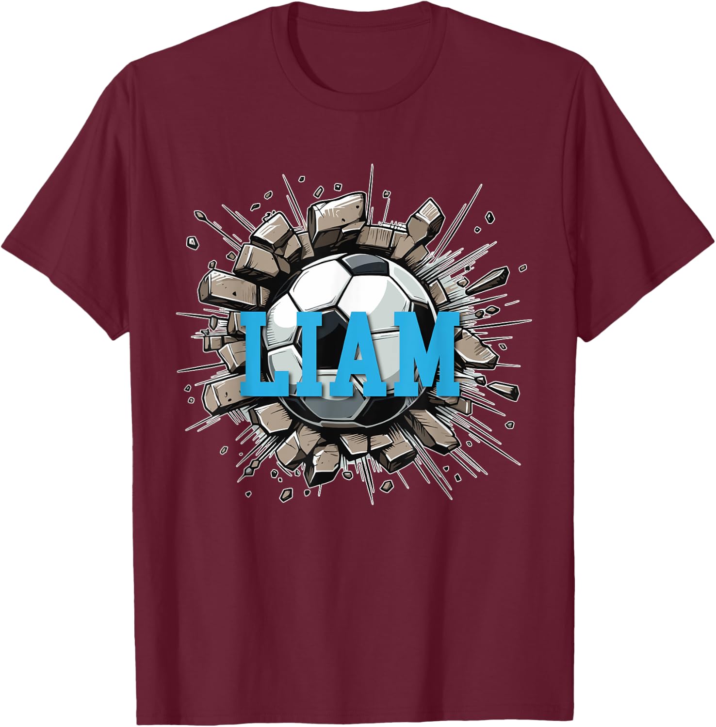 Liam Soccer Custom Name T-Shirt - T-Shirt | Maroon