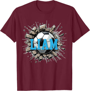 Liam Soccer Custom Name T-Shirt - T-Shirt | Maroon