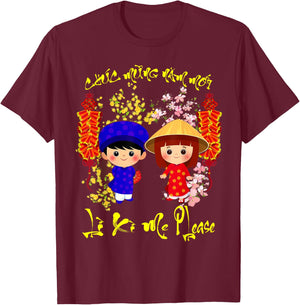 Li Xi Me Please Chuc Mung Nam Moi Boy Girl Kid T-Shirt - T-Shirt | Maroon