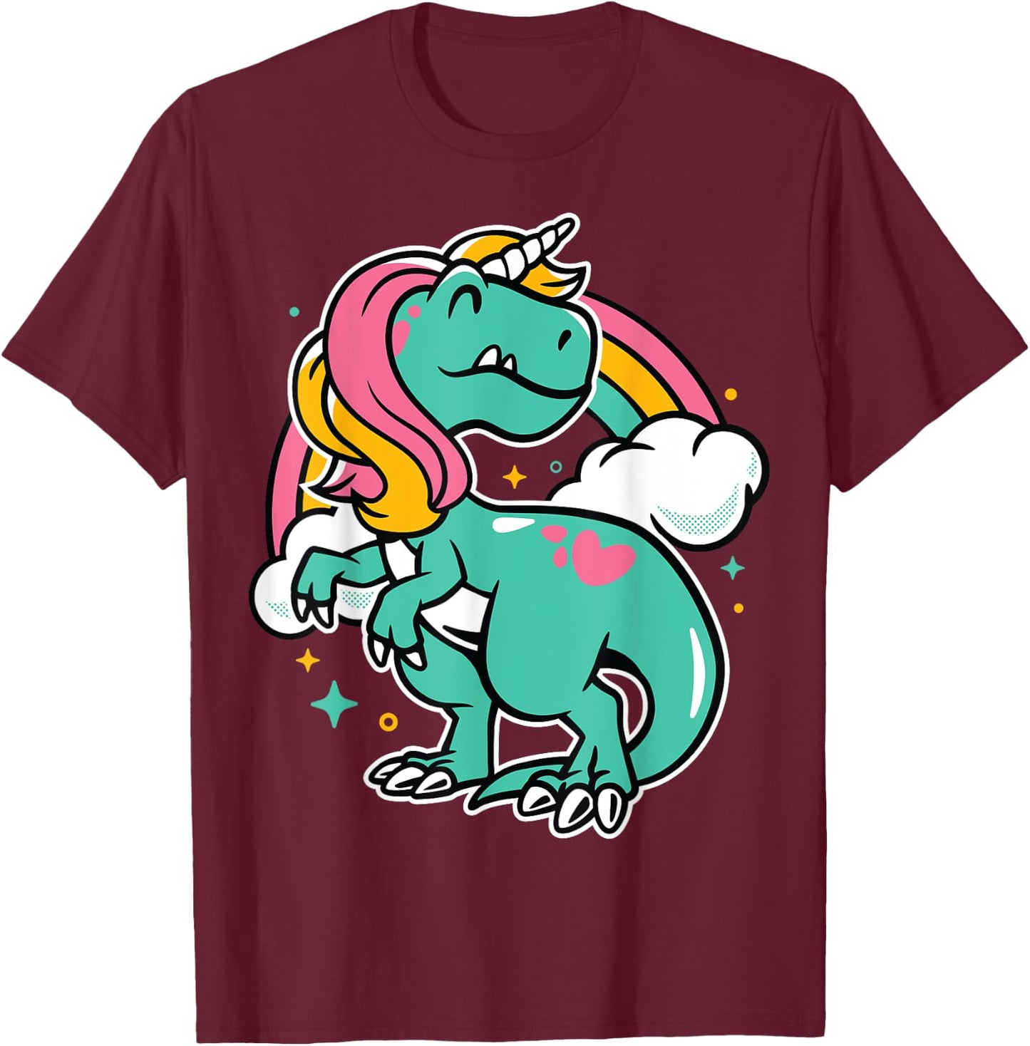 Majestic Unicornasaurus T Rex Unicorn Boys Girls Dinosaur T-Shirt - T-Shirt | Maroon