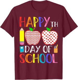 Happy 100th Day of School Teacher 100 Days T-Shirt - T-Shirt | Maroon