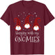 Hanging With My Gnomies Plaid Garden Christmas Gnome T-Shirt - T-Shirt | Maroon