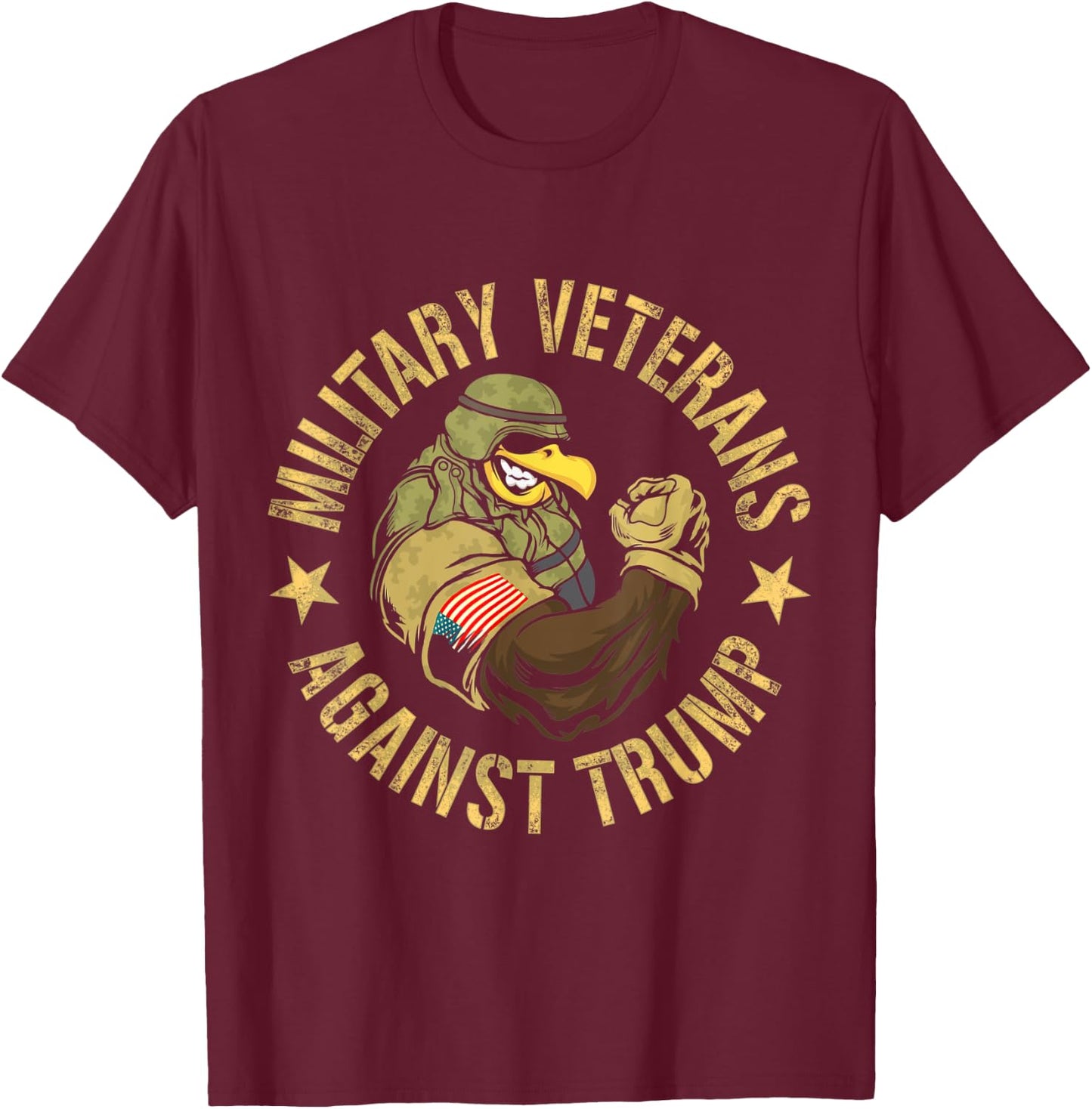 Military Veterans Against Trump 2020 Human USA Election T-Shirt - T-Shirt | Maroon