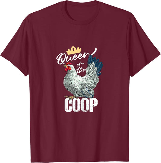 Funny Queen Of The Coop | Chicken Rooster | Farming T-Shirt - T-Shirt | Maroon