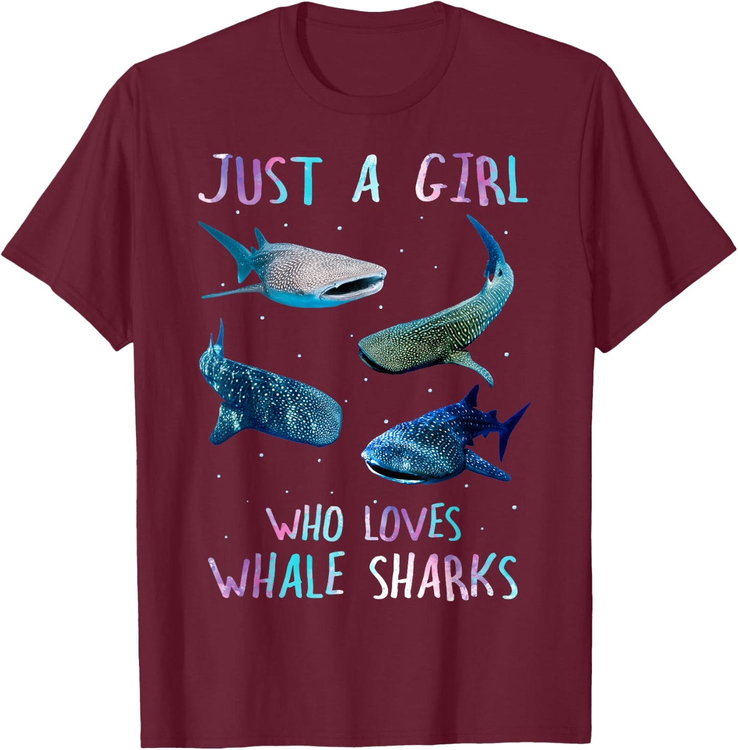 Watercolor Shark Ocean Just A Girl Who Loves Whale Sharks T-Shirt - T-Shirt | Maroon