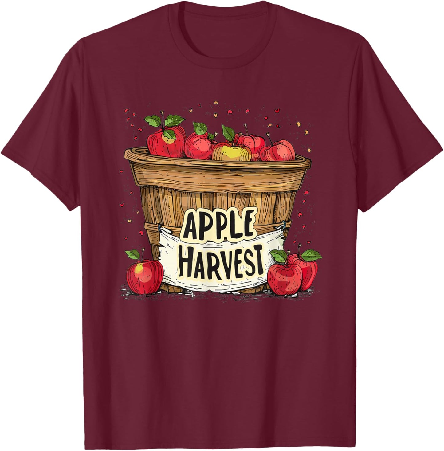 Funny Basket with Apples for Apple Harvest Costume T-Shirt - T-Shirt | Maroon