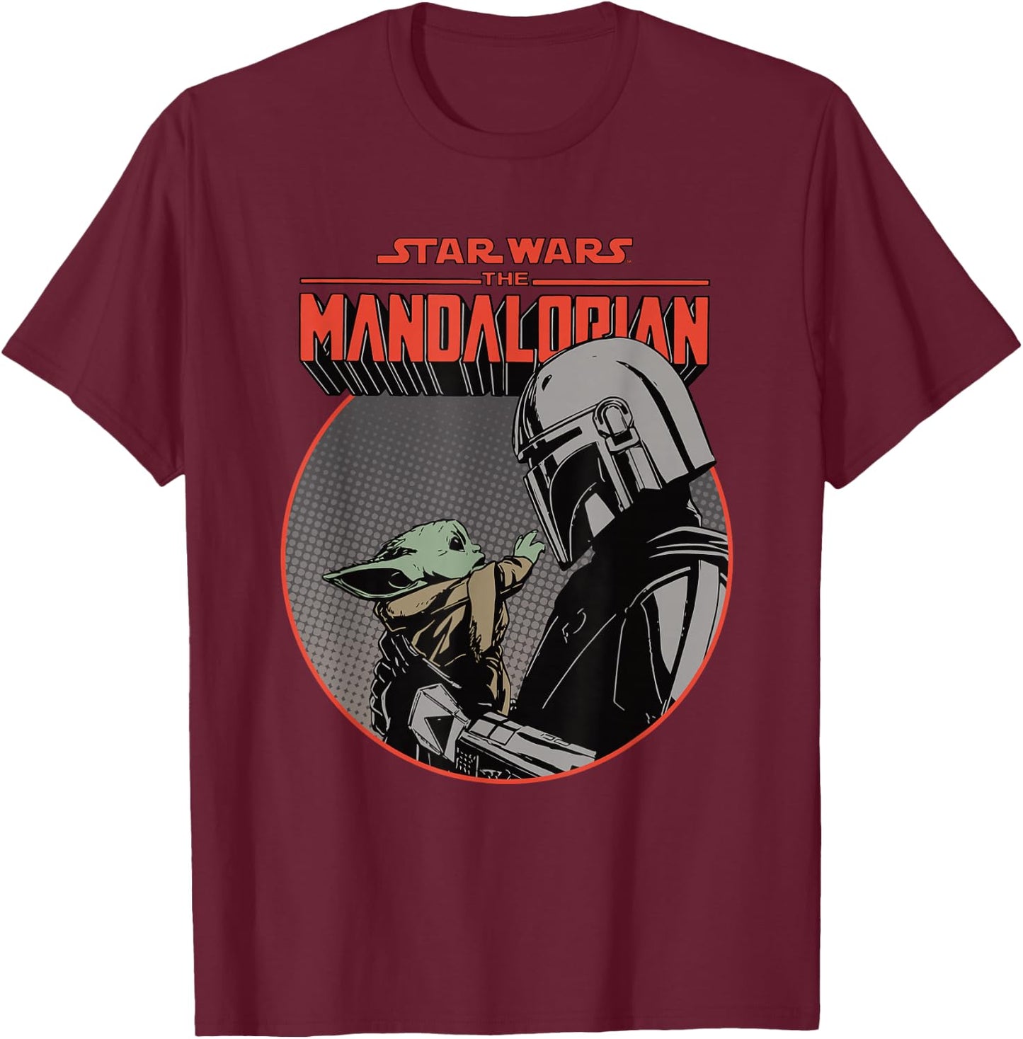 Star Wars The Mandalorian Mando and the Child Retro T-Shirt - T-Shirt | Maroon