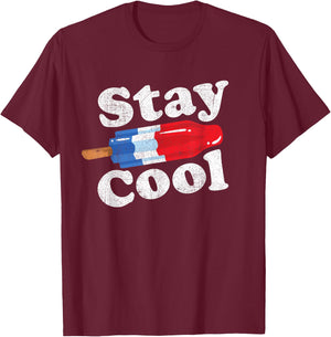 Summer Popsicle Stay Cool Funny Bomb Retro 80s Pop Gift T-Shirt - T-Shirt | Maroon