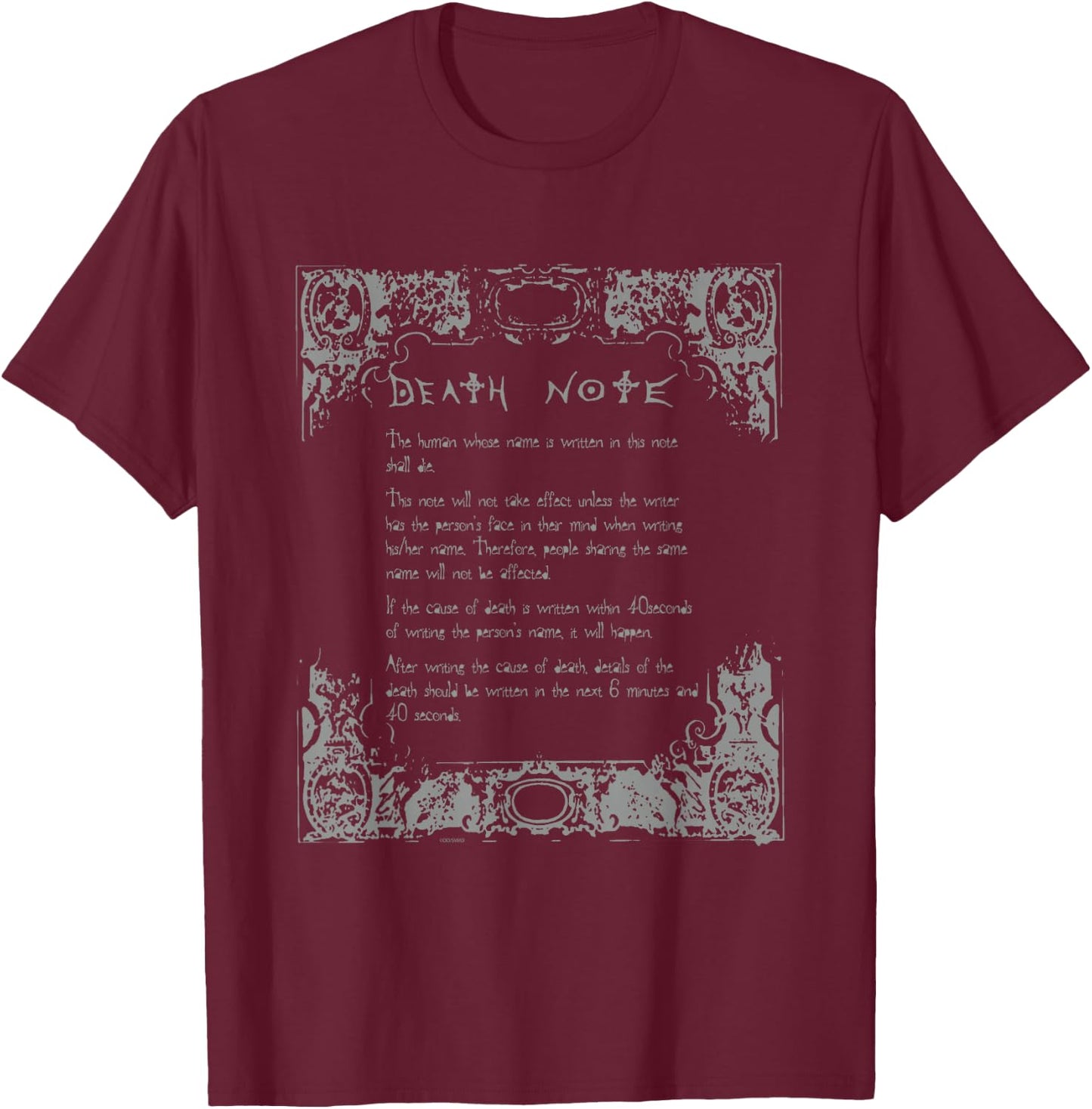 Death Note How to Use Notebook Anime T-Shirt - T-Shirt | Maroon