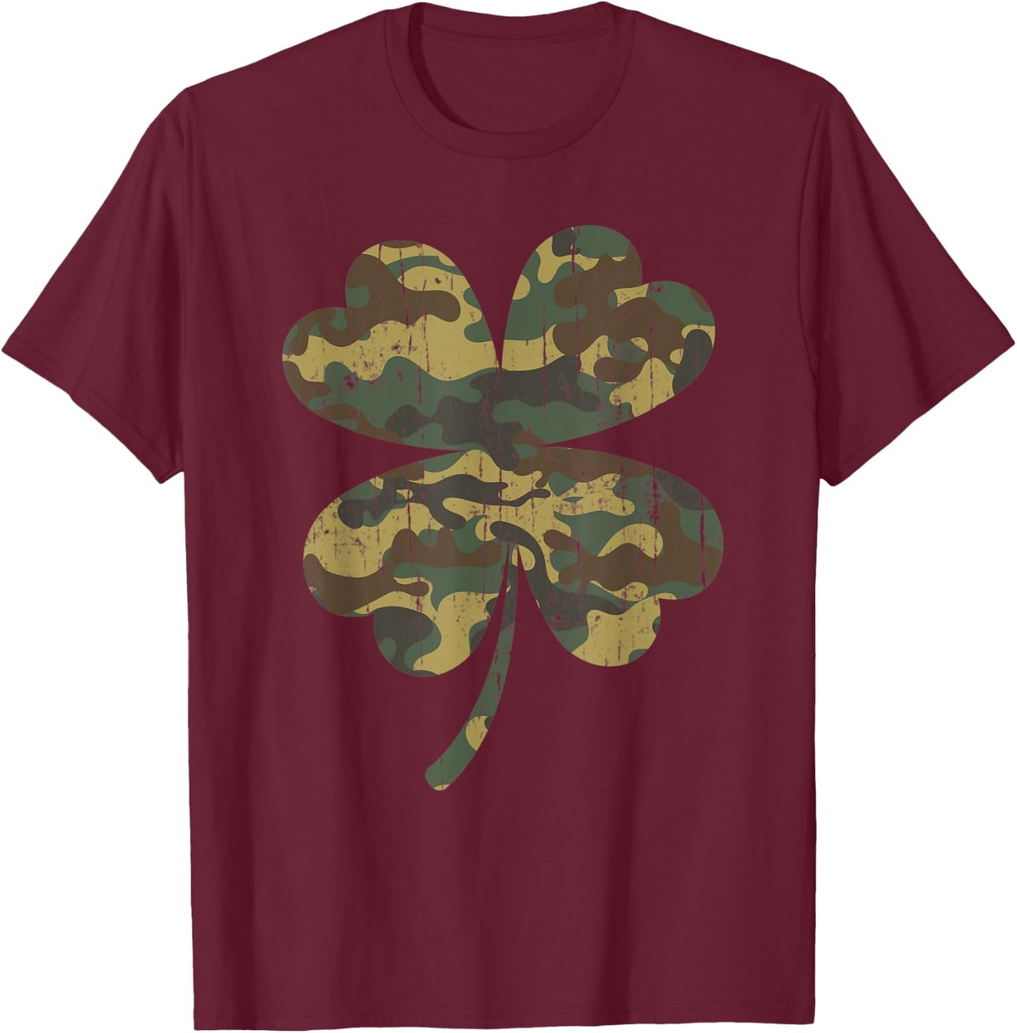 Irish Shamrock - Camo Veteran St Patricks Day Gift T-Shirt - T-Shirt | Maroon