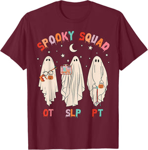 Spooky Squad SLP OT PT Ghost Occupational Therapy T-Shirt - T-Shirt | Maroon