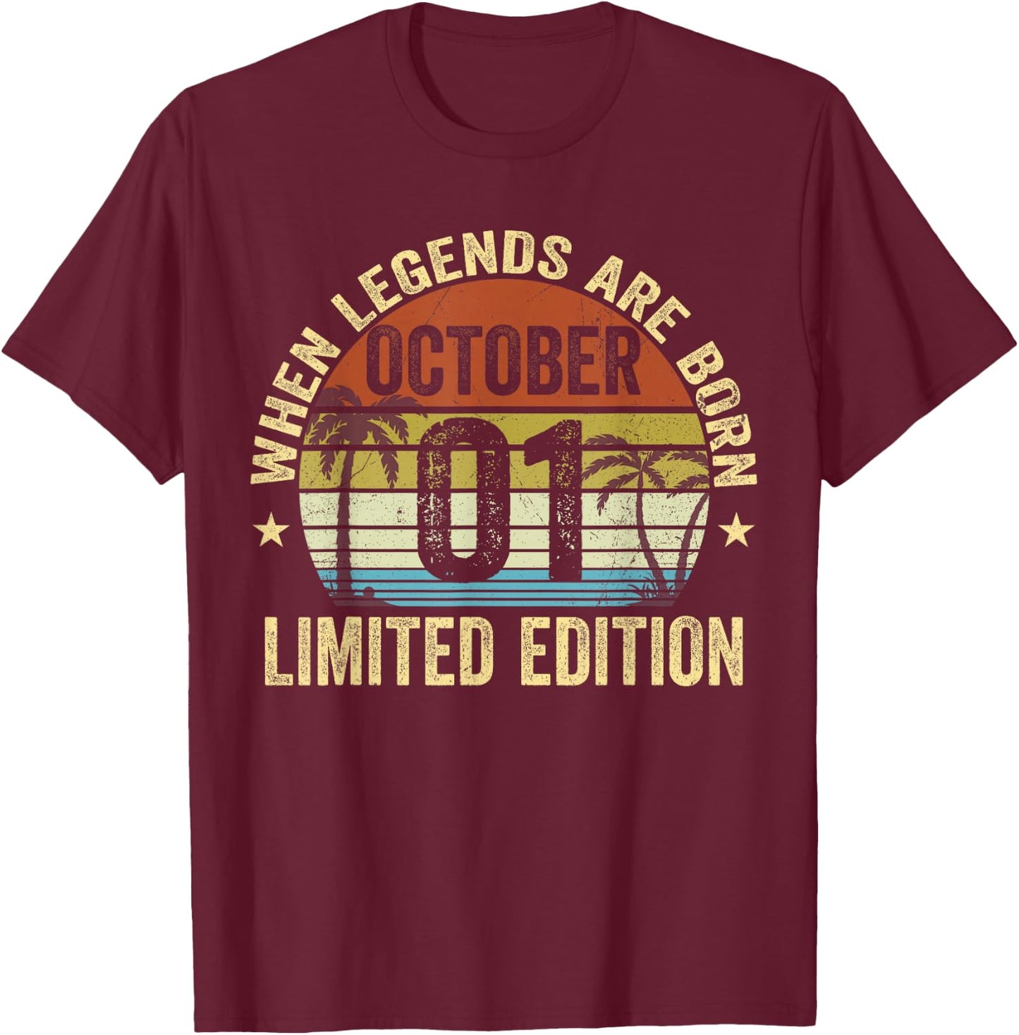 Vintage October 1 Retro Limited Edition October 1 Birthday T-Shirt - T-Shirt | Maroon
