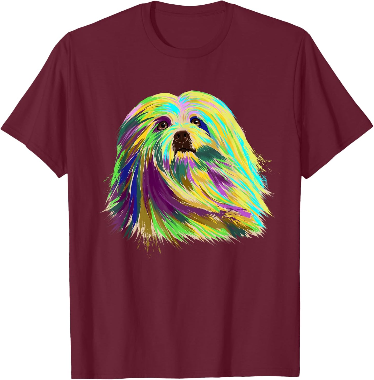 Splash Lhasa Apso Dog T-Shirt - T-Shirt | Maroon