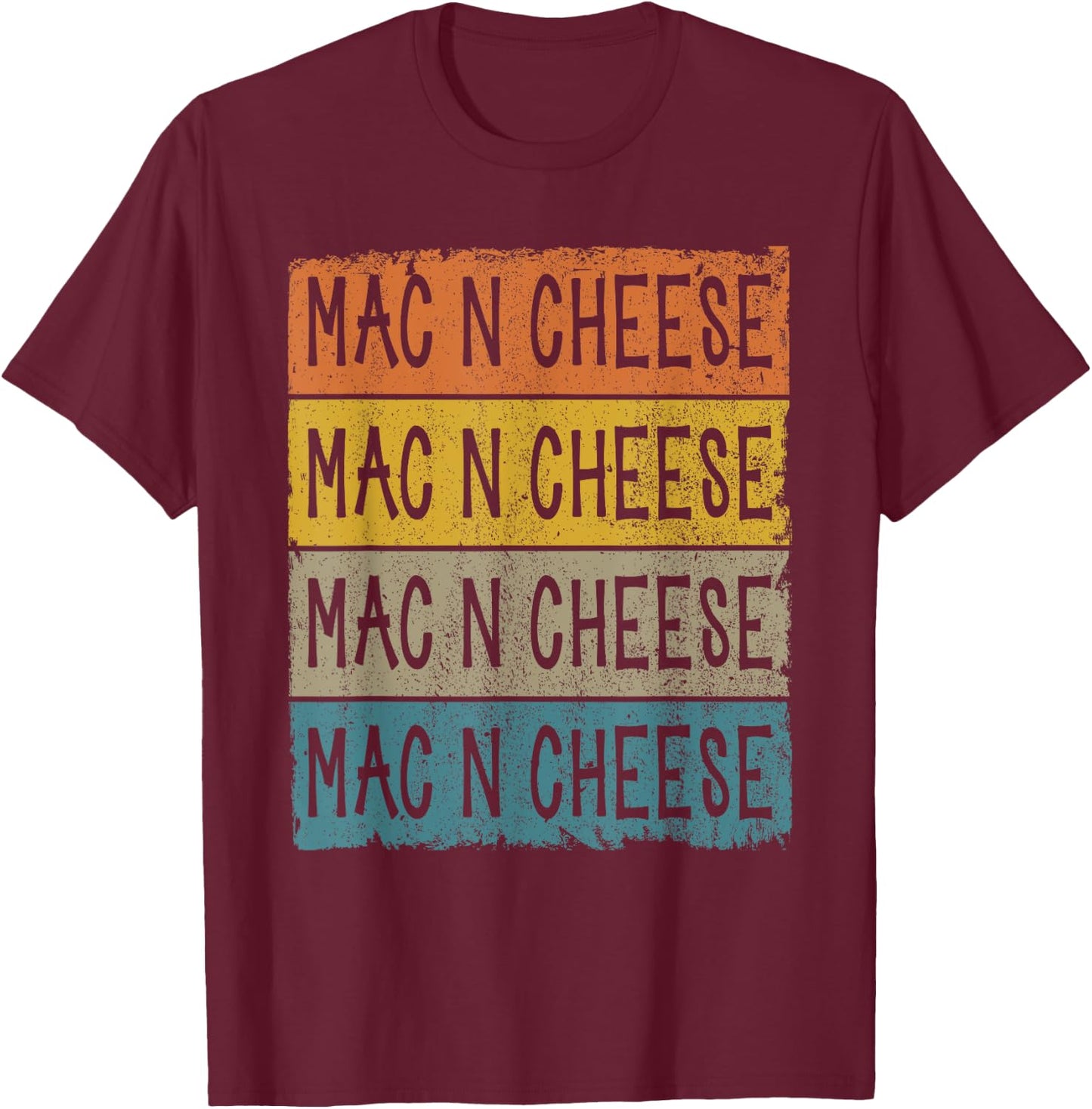 Retro Mac N Cheese Foodie Lover Macaroni And Cheese T-Shirt - T-Shirt | Maroon