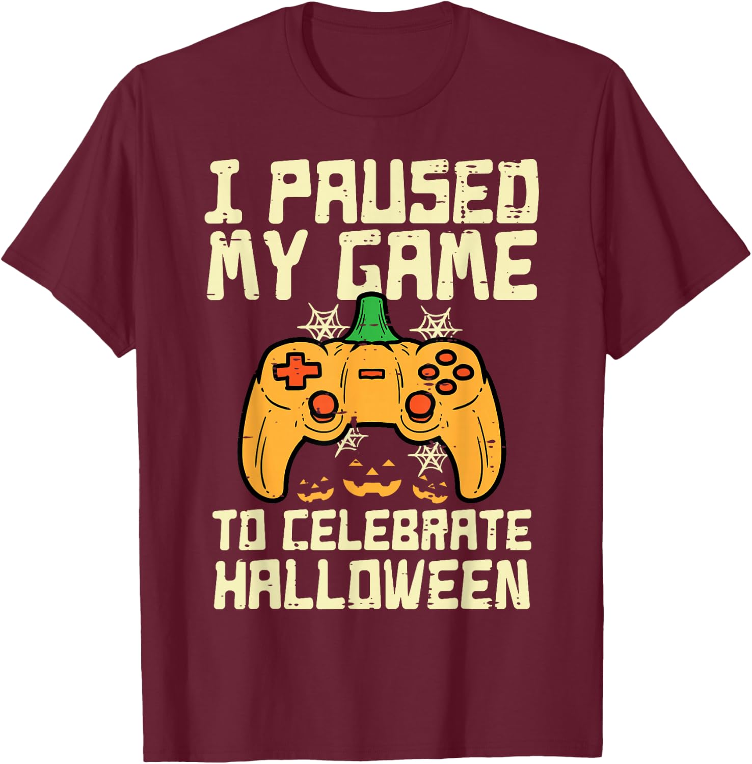 Paused My Game Halloween Gamer Gaming Costume Boys Kids Men T-Shirt - T-Shirt | Maroon