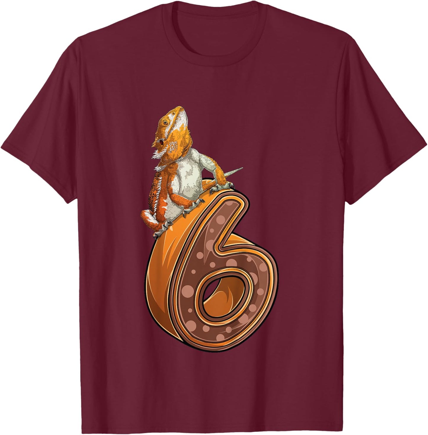 6 Year Old Bearded dragon Reptile 6th Birthday Party B-day T-Shirt - T-Shirt | Maroon