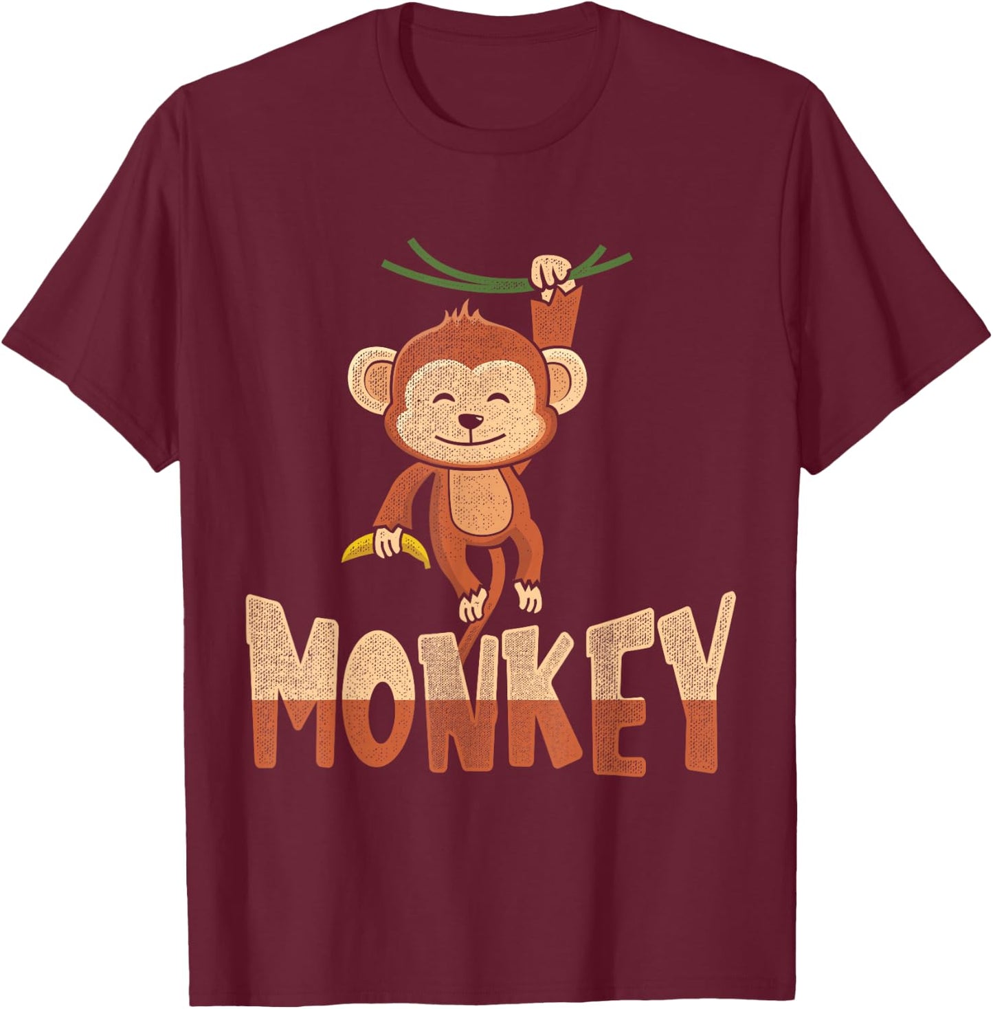 Cute Monkey T-Shirt - T-Shirt | Maroon