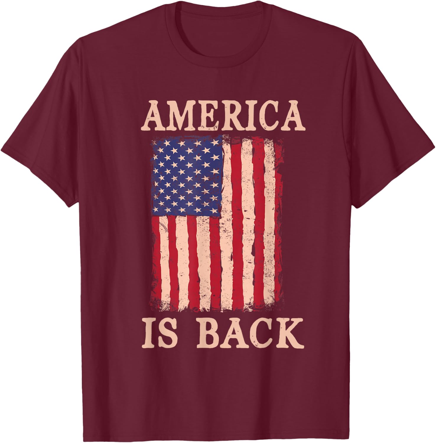 America Is Back - United States Flag US Patriot T-Shirt - T-Shirt | Maroon