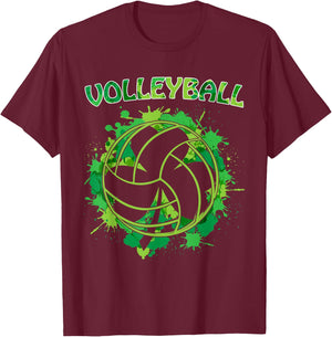Happy St Patrick's Day Gifts Shamrock With Volleyball Sport T-Shirt - T-Shirt | Maroon