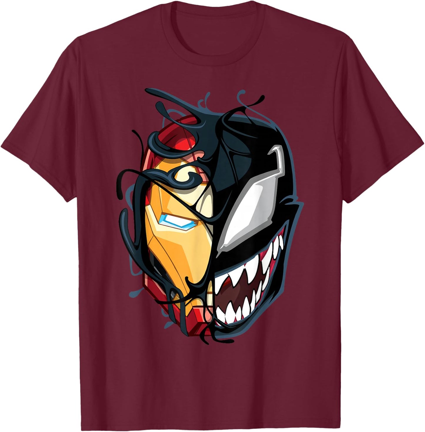 Marvel Spider-Man Maximum Venom Iron Man Big Face T-Shirt - T-Shirt | Maroon