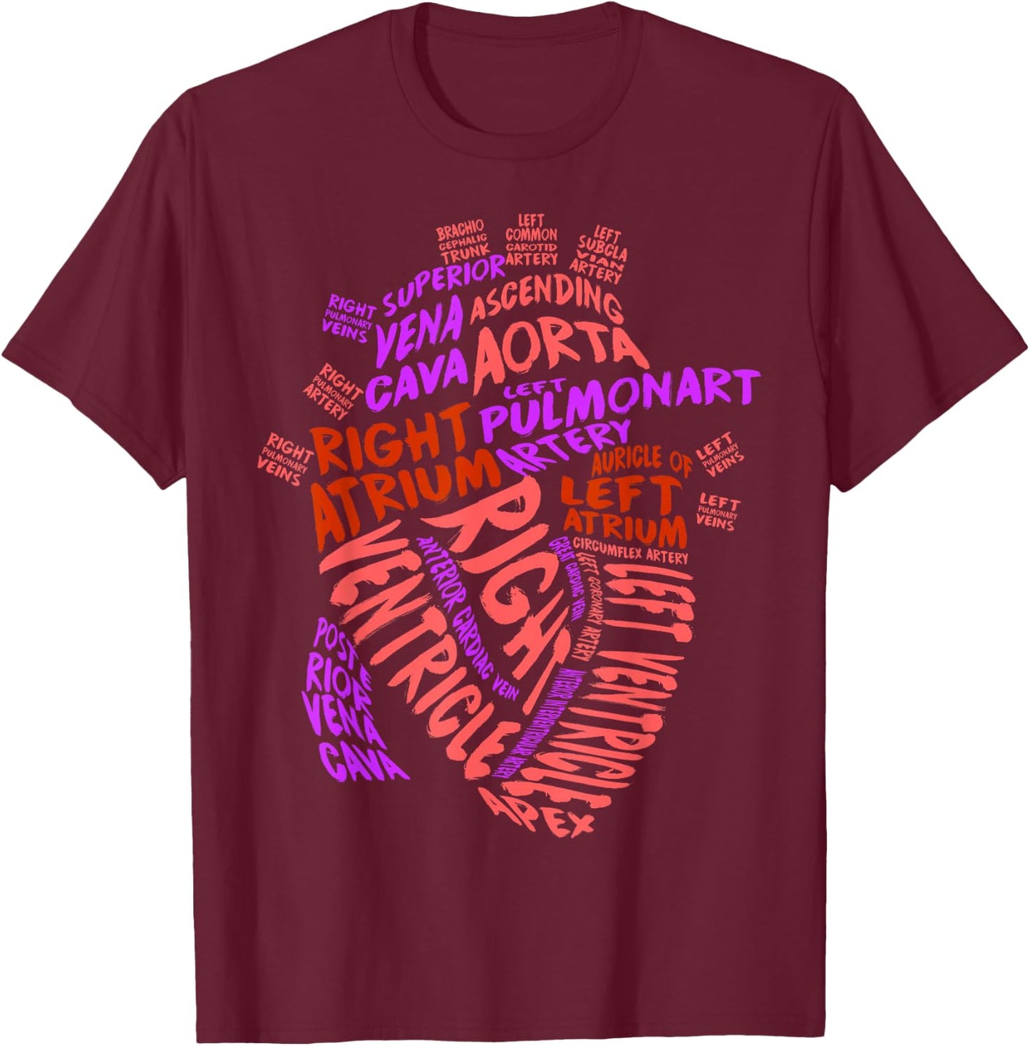 Anatomical Human Heart Cardiology Medical Cardiac Nurse T-Shirt - T-Shirt | Maroon