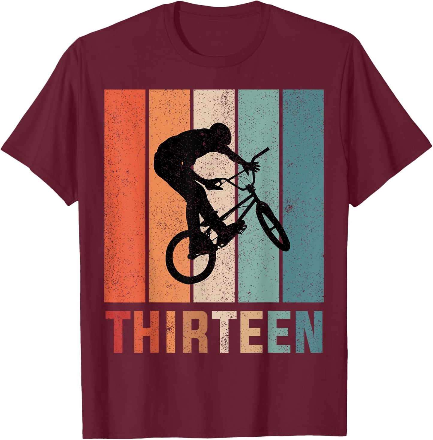 13th Birthday Retro BMX Bicycle Bike Boys Kids 13 Years Old T-Shirt - T-Shirt | Maroon
