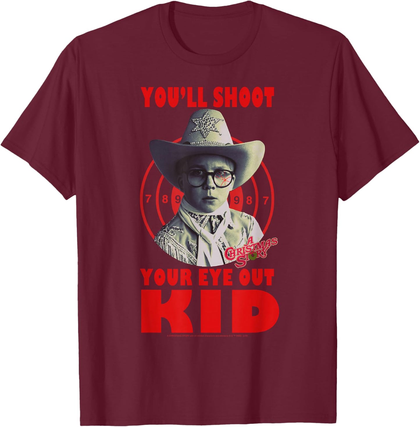 A Christmas Story Ralphie You'll Shoot Your Eye Out Kid T-Shirt - T-Shirt | Maroon