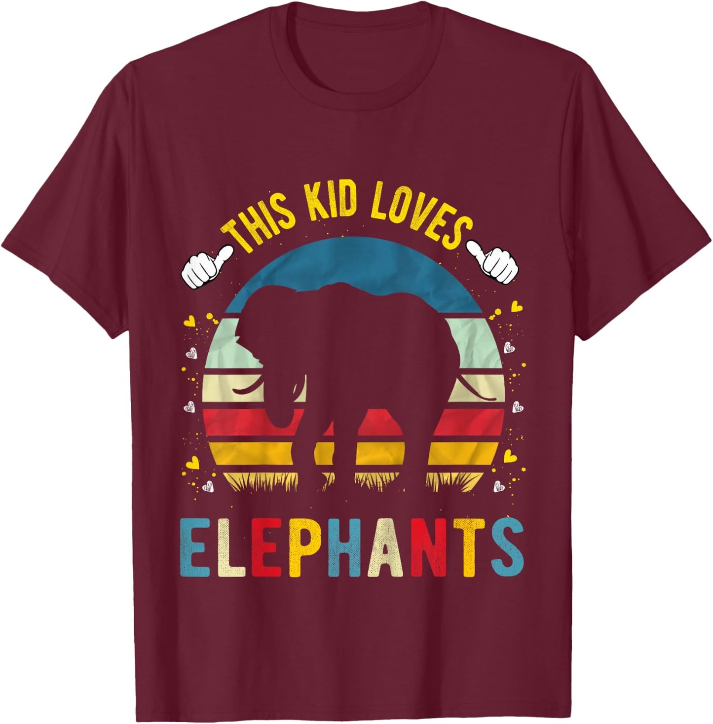 This Kid Loves Elephants Boys and Girls Elephant Gift T-Shirt - T-Shirt | Maroon