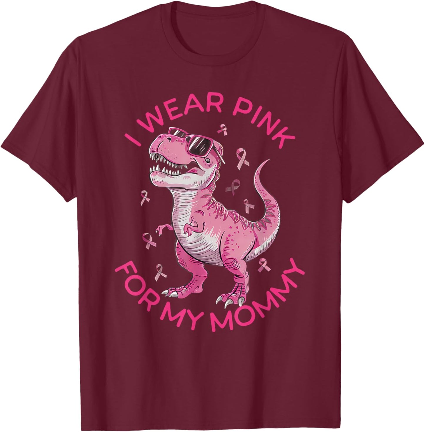 Kids Breast Cancer Awareness I Wear Pink For My Mommy T-Shirt - T-Shirt | Maroon