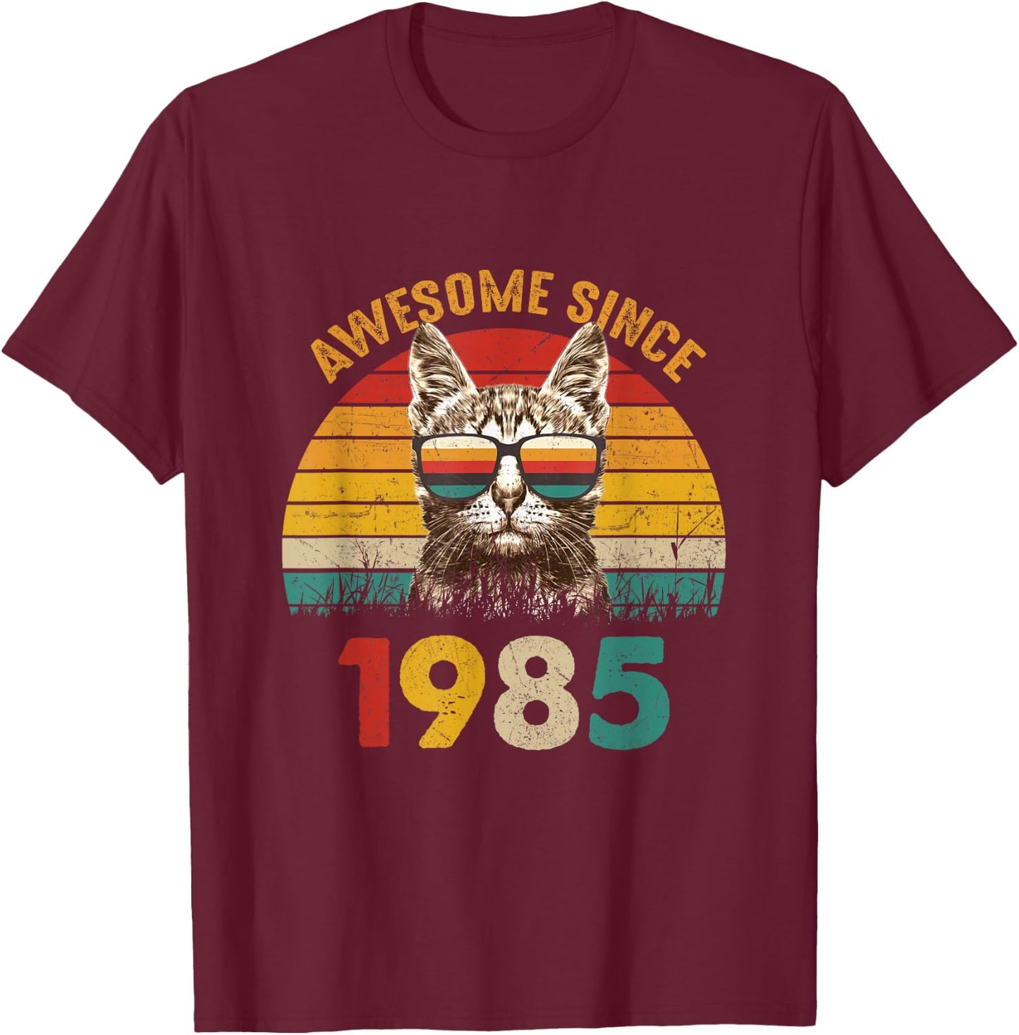 40th Birthday shirt 40 Year Old Cat Lover Awesome Since 1985 T-Shirt - T-Shirt | Maroon