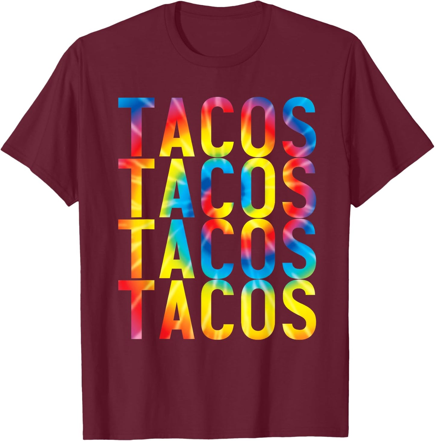 Retro Tacos Vintage Tie Dye Taco Tuesday Mexican T-Shirt - T-Shirt | Maroon