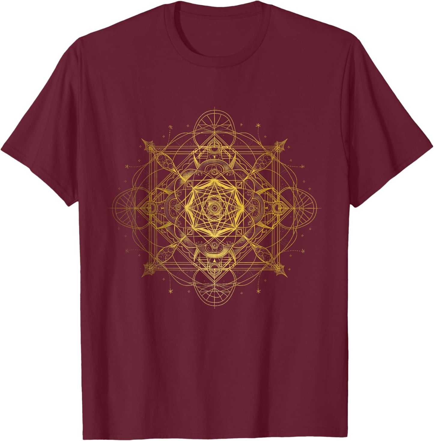 Sacred Geometry Metatron Cube Spiritual Yoga T-Shirt - T-Shirt | Maroon