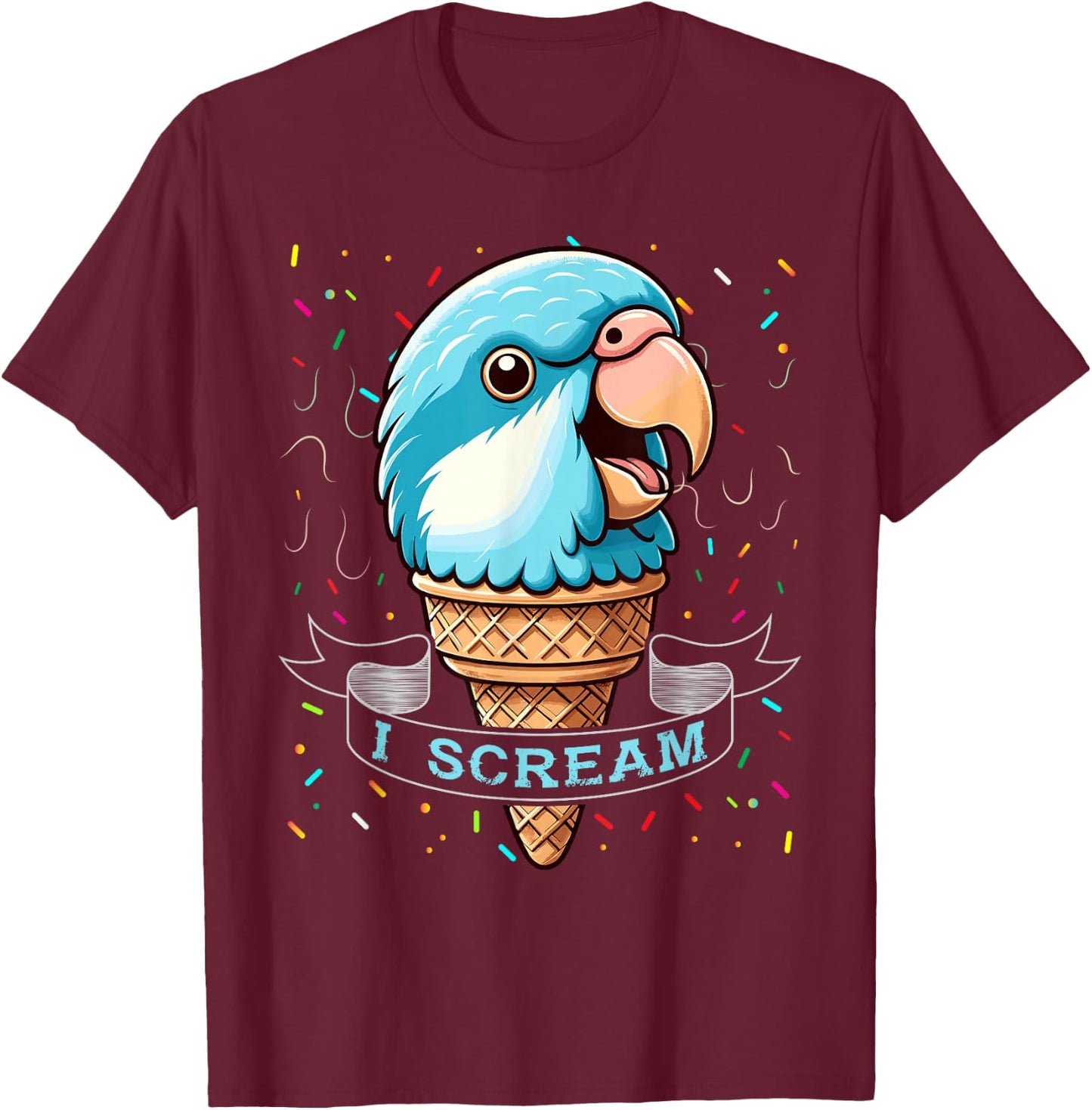 I Scream Ice Cream Blue Quaker Shirt Funny Blue Quaker T-Shirt - T-Shirt | Maroon