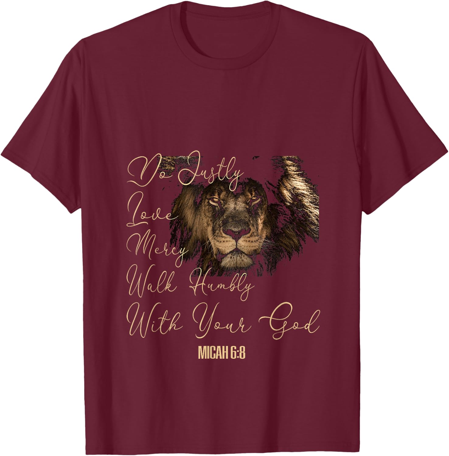 Micah 6:8 T Bible Verse Do Justice Love Mercy Walk Humbly T T-Shirt - T-Shirt | Maroon