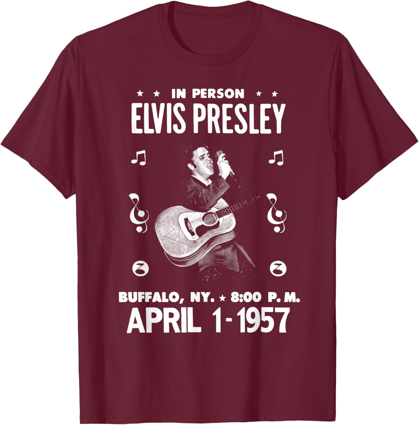 Elvis Presley Official Gig Poster Small T-Shirt - T-Shirt | Maroon