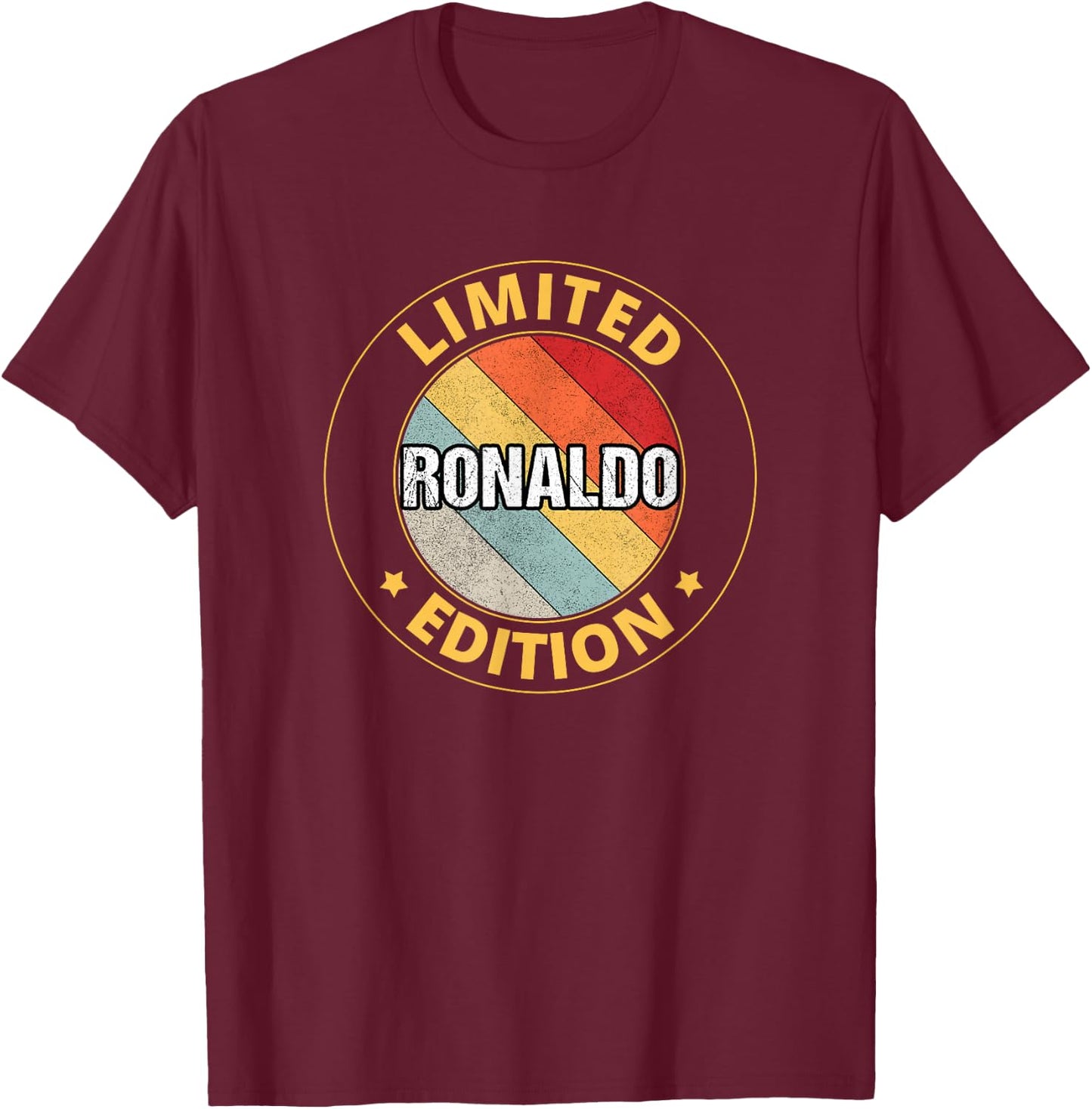 Ronaldo Name , Small, Black T-Shirt - T-Shirt | Maroon