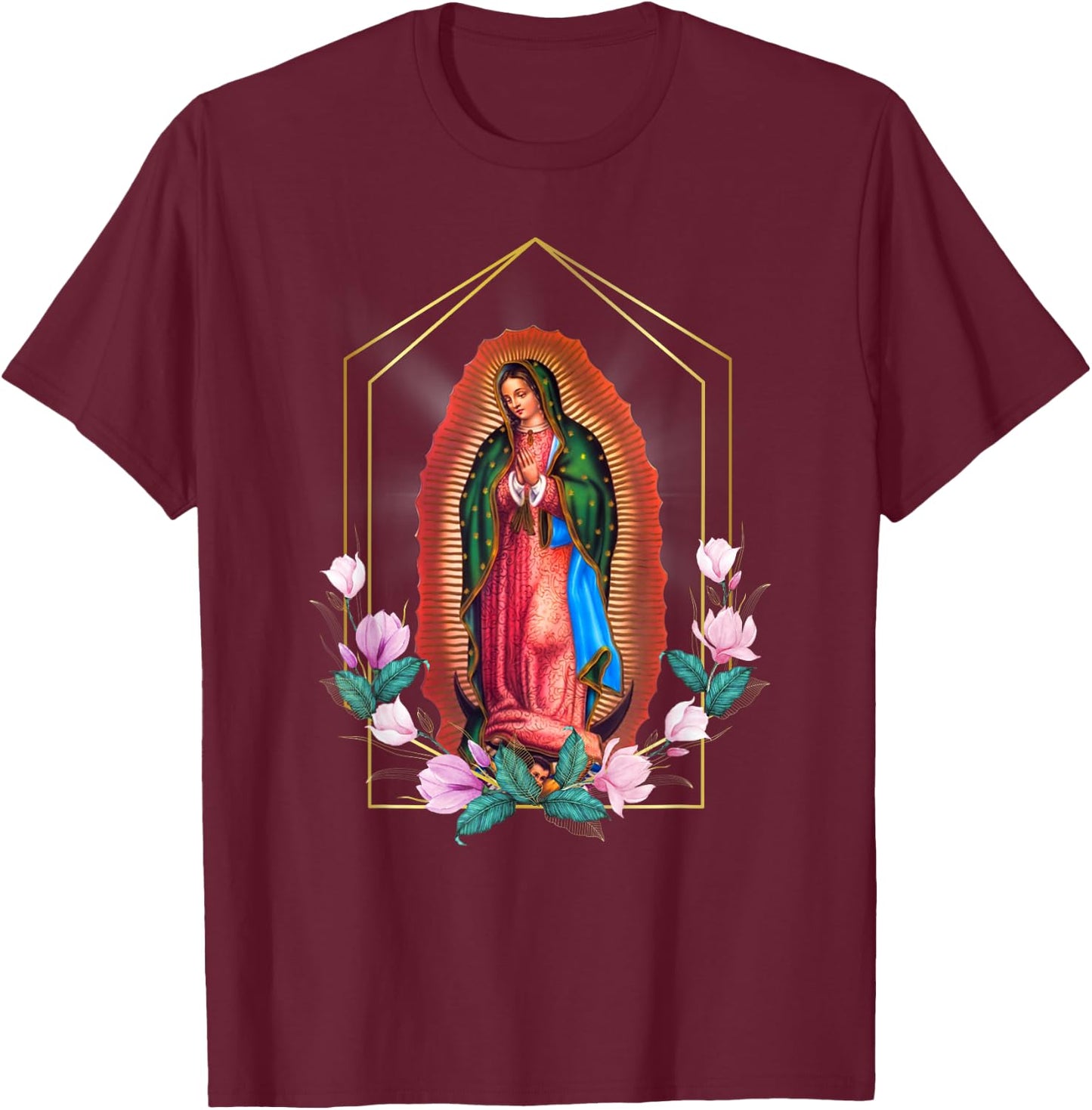 Our Lady of Guadalupe - Blessed Holy Virgin Mary Catholic T-Shirt - T-Shirt | Maroon