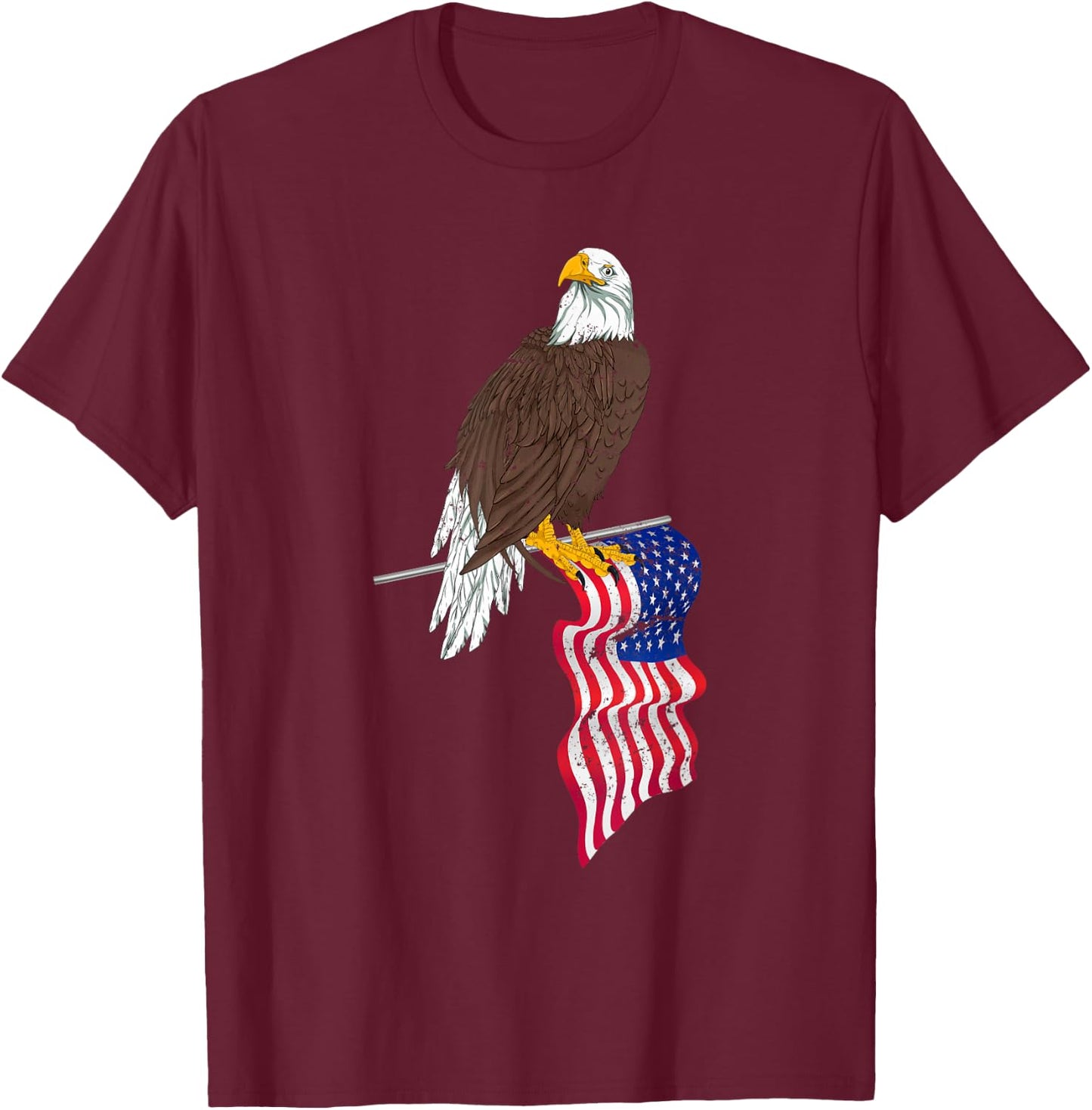 Patriotic US Flag Freedom United States American Bald Eagle T-Shirt - T-Shirt | Maroon