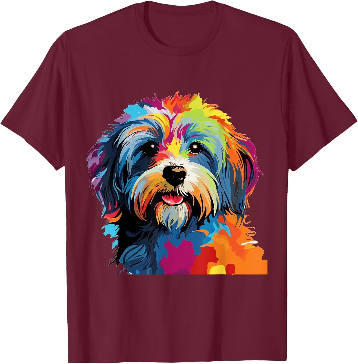 Havanese Dog Breed Pet Cute Colorful Pop Art Graphic T-Shirt - T-Shirt | Maroon