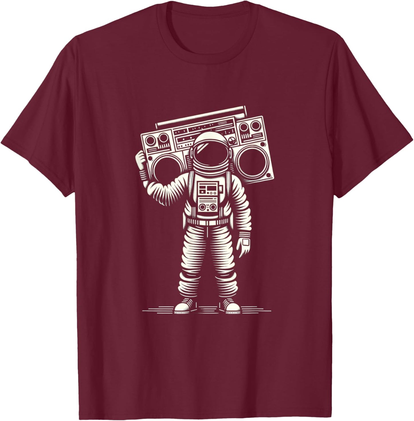 Vintage Astronaut | Men Women (S-6XL) | Graphic T-Shirt - T-Shirt | Maroon