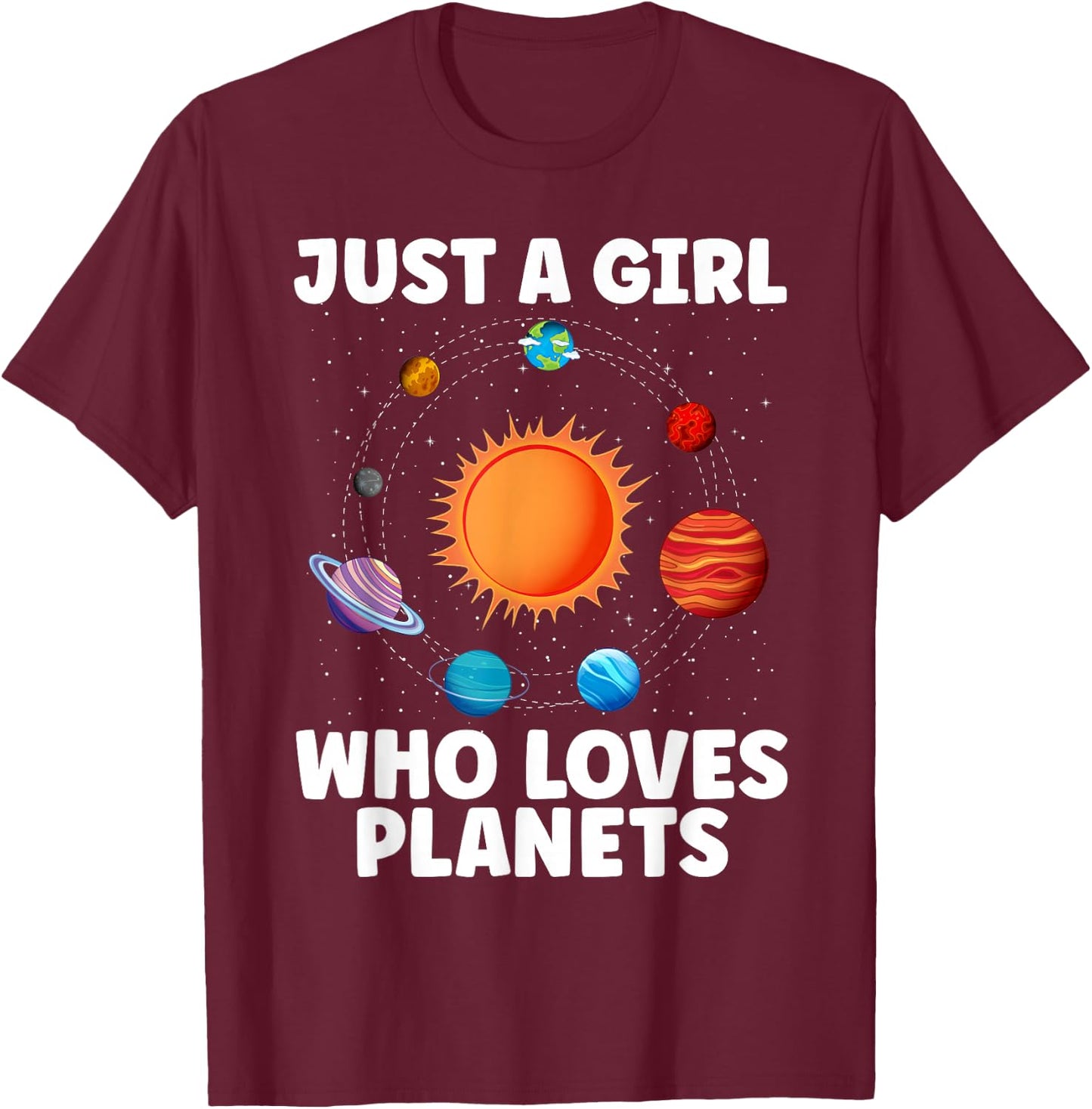 Best Planet Art Girls Kids Solar System Science Outer Space T-Shirt - T-Shirt | Maroon