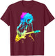 Colorful Rock Cat Playing Guitar Funny Guitar Cat Women T-Shirt - T-Shirt | Maroon