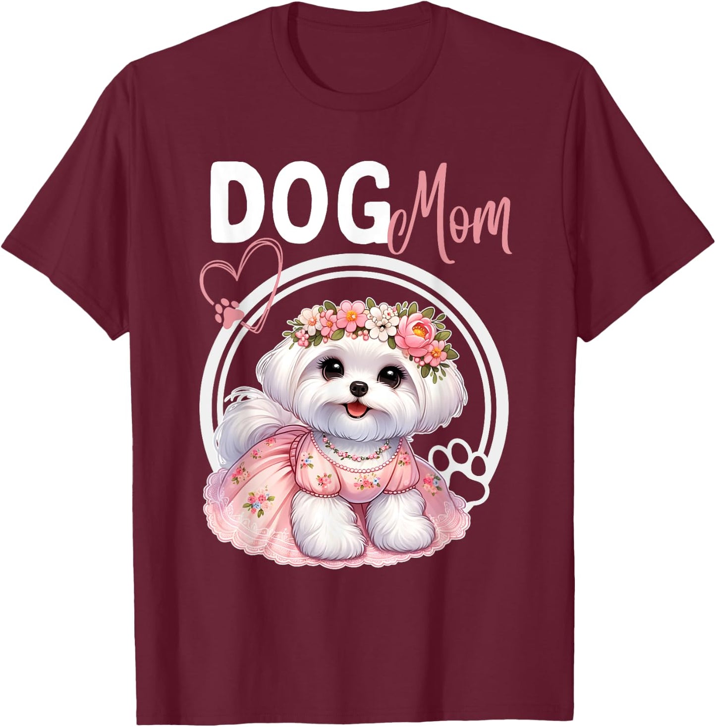 Maltese Dog Mom Pet Lover Mothers Day T-Shirt - T-Shirt | Maroon