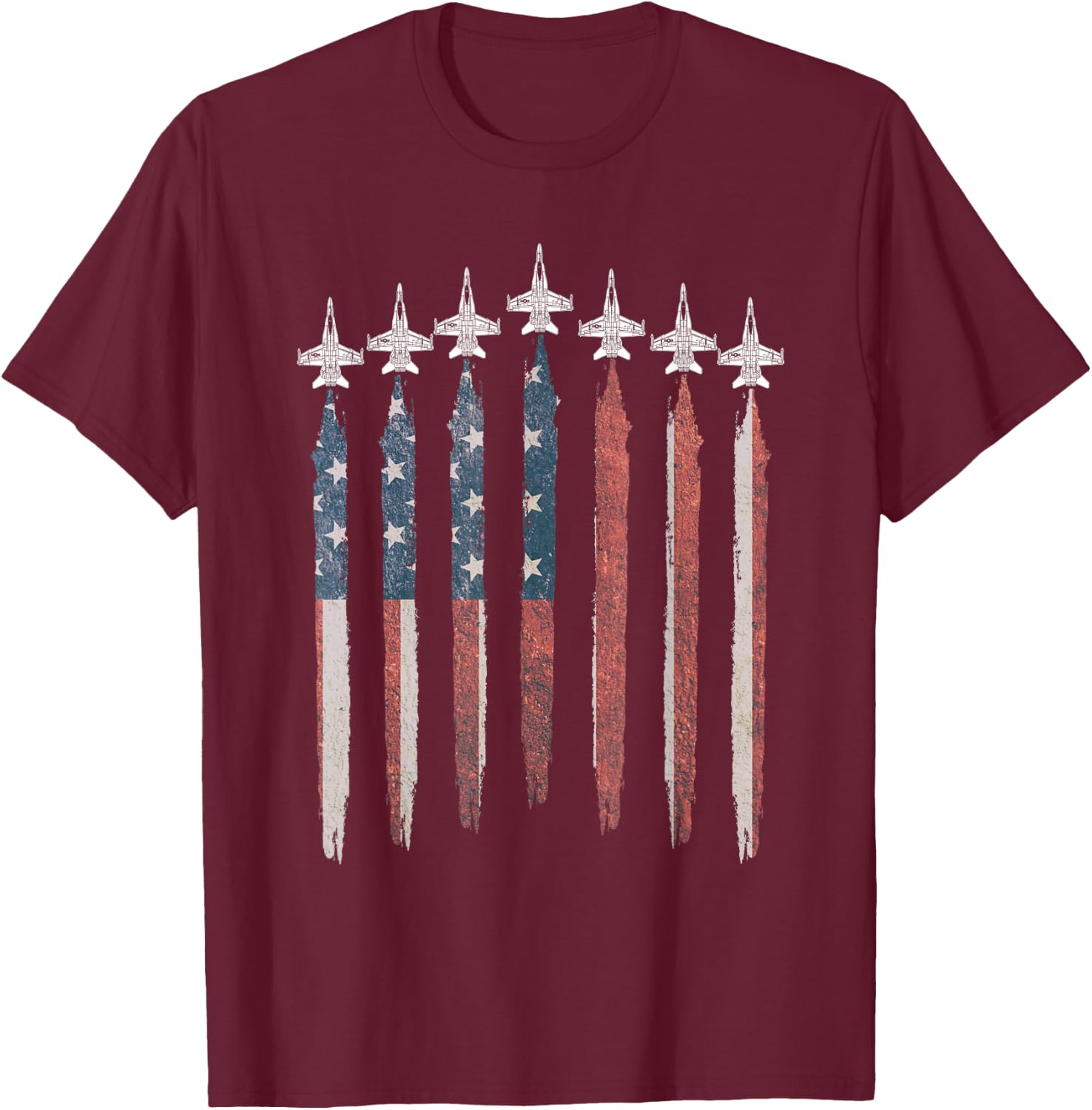 F18 Hornet Fighter Jet USA Flag Airplane F-18 4th Of July Men T-Shirt - T-Shirt | Maroon