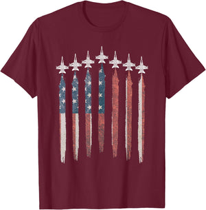 F18 Hornet Fighter Jet USA Flag Airplane F-18 4th Of July Men T-Shirt - T-Shirt | Maroon
