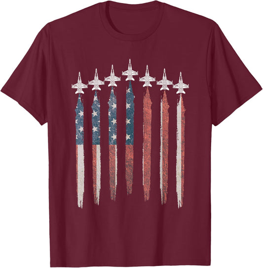 F18 Hornet Fighter Jet USA Flag Airplane F-18 4th Of July Men T-Shirt - T-Shirt | Maroon